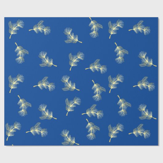 ネイビーブルー金ゴールドクリスマスプレゼントラップ ラッピングペーパー (フラット)