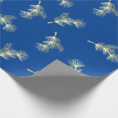 ネイビーブルー金ゴールドクリスマスプレゼントラップ ラッピングペーパー (角)