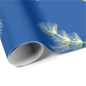 ネイビーブルー金ゴールドクリスマスプレゼントラップ ラッピングペーパー (ロールコーナー)