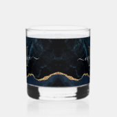 ネイビーブルー金ゴールドグリッターカスタム大理石レター名 ウイスキーグラス (右)