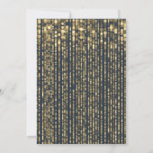 ネイビーブルー金ゴールドグリッターストリングライト結婚ズ 招待状 (裏面)