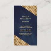 ネイビーブルー金ゴールドグリッターハニービーキーパー 名刺 (裏面)