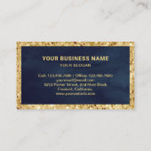 ネイビーブルー金ゴールドグリッターブルゴーニュストライプーケーキベーカリー 名刺 (裏面)