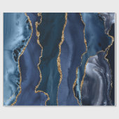 ネイビーブルー金ゴールドグリッターホイルマーブルゲーデゲート ラッピングペーパー (フラット)