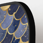 ネイビーブルー金ゴールドグリッターマーメイドモノグラムはかりで測 ピックルボールラケット (左詳細)