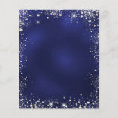 ネイビーブルー金ゴールドグリッター予算結婚式招待状 チラシ (裏面)