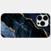 ネイビーブルー金ゴールドグリッター名前をカスタムするiPhoneケース Case-Mate iPhoneケース (裏面 (横))