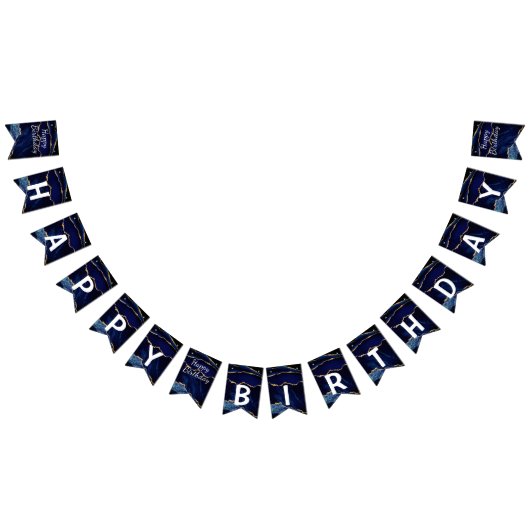 ネイビーブルー金ゴールドグリッター誕生日バンティングフラグ バンティングフラッグ (全)