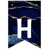 ネイビーブルー金ゴールドグリッター誕生日バンティングフラグ バンティングフラッグ (第2の旗)