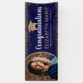 ネイビーブルー金ゴールドグリッター2021クラス写真卒業 横断幕 (縦)