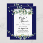 ネイビーブルー金ゴールドグリーナリーユーカリブライダルシャワー (正面/裏面)