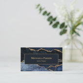 ネイビーブルー金ゴールドゲートプロフェッショナルQRコード 名刺 (スタンド正面)