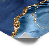 ネイビーブルー金ゴールドゲート結婚ゲードのウェルカムサイン ポスター (角)