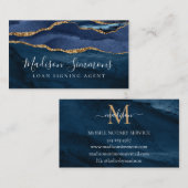 ネイビーブルー金ゴールドゲートGeodeモノグラム公証人 名刺 (正面/裏面)