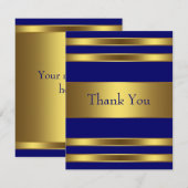 ネイビーブルー金ゴールドサンキューカード サンキューカード (正面/裏面)