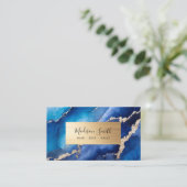 ネイビーブルー金ゴールドシックマーブルアゲート 名刺 (スタンド正面)