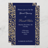 ネイビーブルー金ゴールドシック企業のパーティの招待状 招待状 (正面/裏面)