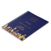 ネイビーブルー金ゴールドシティのスカイラインビジネスロゴ ノートブック (左側)