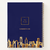ネイビーブルー金ゴールドシティのスカイラインビジネスロゴ ノートブック (裏面)