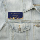 ネイビーブルー金ゴールドシティのスカイライン 名札 (インサイチュ)