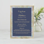 ネイビーブルー金ゴールドシルバー結婚ホログラフィックメニュー メニュー (スタンド正面)