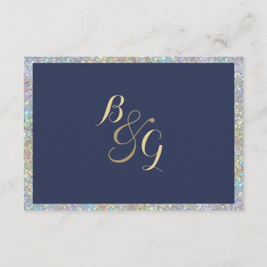 ネイビーブルー金ゴールドシルバー詳細カード エンクロージャーカード (裏面)