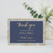 ネイビーブルー金ゴールドシルバー・ホログラフィックサンキュー サンキューカード (スタンド正面)