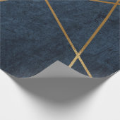 ネイビーブルー金ゴールドジオメトリックスタイリッシュシック ラッピングペーパー (角)