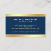 ネイビーブルー金ゴールドジャスティススケール弁護士弁護士 名刺 (裏面)