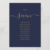 ネイビーブルー金ゴールドスクリプトテーブル番号座席表 招待状 (裏面)