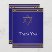 ネイビーブルー金ゴールドスターオブデイビッドサンキューカード サンキューカード (正面/裏面)