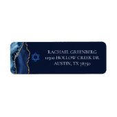 ネイビーブルー金ゴールドスターオブデイヴィッドユダヤ差出人住所 ラベル (正面)