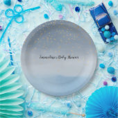 ネイビーブルー金ゴールドスターズスカイウォーター色 ペーパープレート (パーティー)