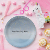 ネイビーブルー金ゴールドスターズスカイウォーター色 ペーパープレート (パーティー)