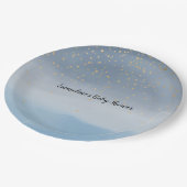 ネイビーブルー金ゴールドスターズスカイウォーター色 ペーパープレート (アングル)