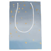 ネイビーブルー金ゴールドスターズスカイウォーター色 ミディアムペーパーバッグ (正面)