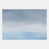 ネイビーブルー金ゴールドスターズスカイウォーター色 ラッピングペーパーシート (正面)