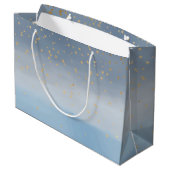 ネイビーブルー金ゴールドスターズスカイウォーター色 ラージペーパーバッグ (裏面アングル)