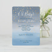 ネイビーブルー金ゴールドスターズスカイウォーター色 招待状 (スタンド正面)