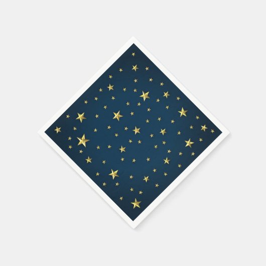 ネイビーブルー金ゴールドスターパーソナライズされた スタンダードカクテルナプキン (角)