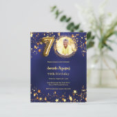 ネイビーブルー金ゴールドスター写真70th birthday invitation (スタンド正面)
