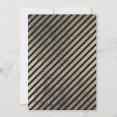 ネイビーブルー金ゴールドストライプシック企業のクリスマス 招待状 (裏面)