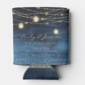 ネイビーブルー金ゴールドストリングライトグリッター 缶クーラー (裏面)