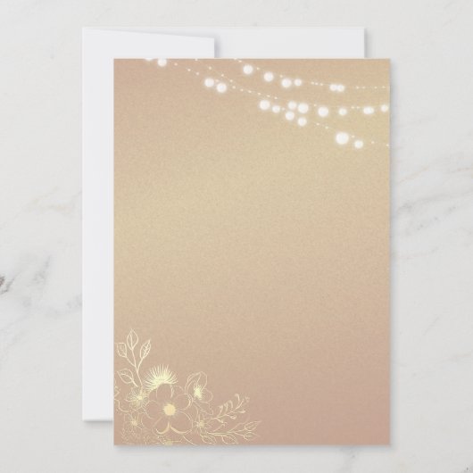 ネイビーブルー金ゴールドストリングライト結婚式招待状 招待状 (裏面)