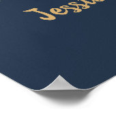 ネイビーブルー金ゴールドストリングライト《写真》ぼけ味結婚の歓迎 ポスター (角)