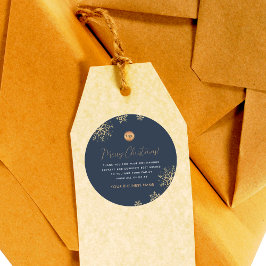 ネイビーブルー金ゴールドスノーフレークカスタムビジネスロゴクリスマス ラウンドシール