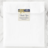 ネイビーブルー金ゴールドスノーフレーク冬のウェディングシール スクエアシール (バッグ)