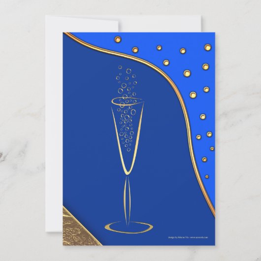 ネイビーブルー金ゴールドスパークルス写真リタイアメントパーティー 招待状 (裏面)