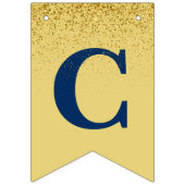 ネイビーブルー金ゴールドスパークル大学院写真パーティー バンティングフラッグ (第2の旗)