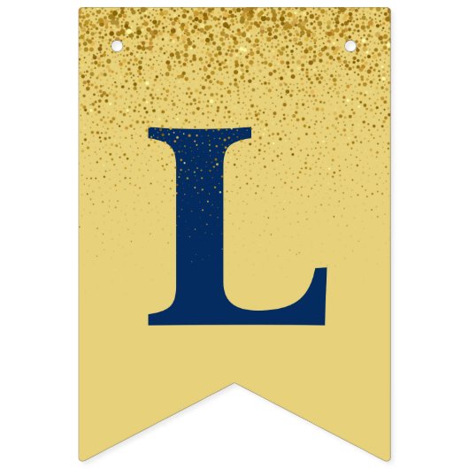 ネイビーブルー金ゴールドスパークル大学院写真パーティー バンティングフラッグ (第3の旗)